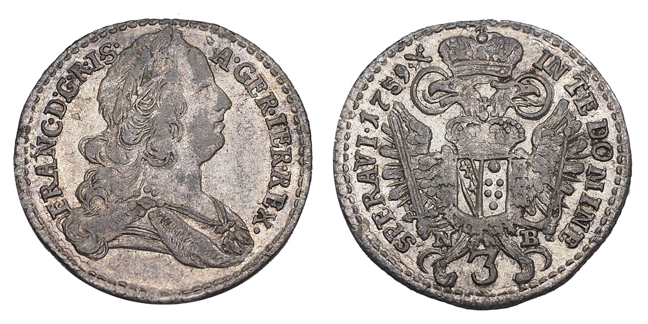 Lotharingiai Ferenc 3 krajcár 1759 NB RRR!