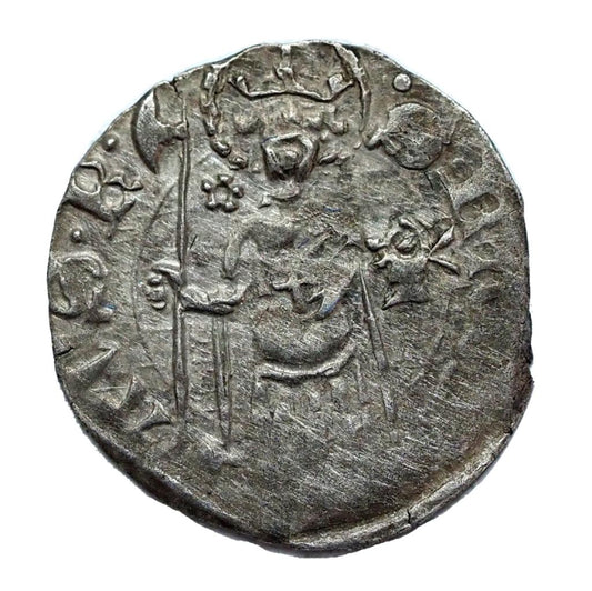 I.Lajos 1342-1382 denár rozetta -szerecsenfej UNIKUM!