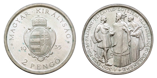 2 pengő 1935 Pázmány Artex up.